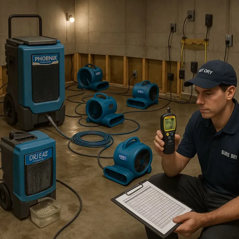 Structural Drying and Dehumidification process in Cleburne, TX